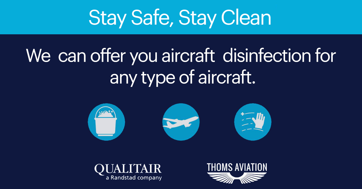 Qualitair's tweet photo. We are delighted to be partnering with THOMS Aviation to offer bespoke Aircraft Cleaning and Disinfection across all types of Aircraft. Powered by Qualitair, THOMS can offer deep interior disinfection and exterior cleaning services across the UK and EU.
https://t.co/CwtqRIAiG1 https://t.co/76HSC2yGU7