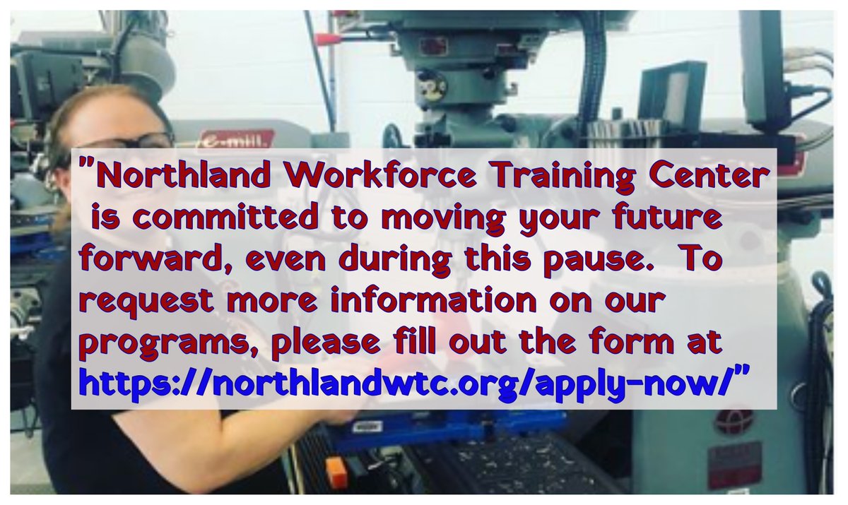 NorthlandWTC's tweet photo. Northland is committed to moving your future forward, even during this pause. To request more information on our programs, please fill out the form at https://t.co/Mqw4cyr4hQ
#northlandwtc #sunyerie #alfredstatecollege #welding #mechatronics #machinetooltechnology #electrical https://t.co/JOygVgf2Pc