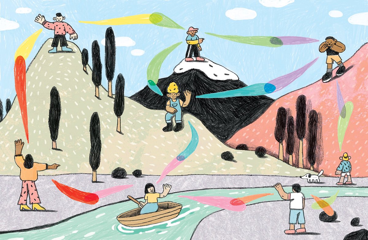 sbuzelli's tweet photo. Art by @doris_liouu for #PLANADVISER Mar/Apr 2020 “Let Me Introduce Myself” Outreach story.
***
Image: Spreading the word / getting referrals.
***
#editorialillustration #illustration #artdirection #PAMA20 https://t.co/pvv3QZQg0q