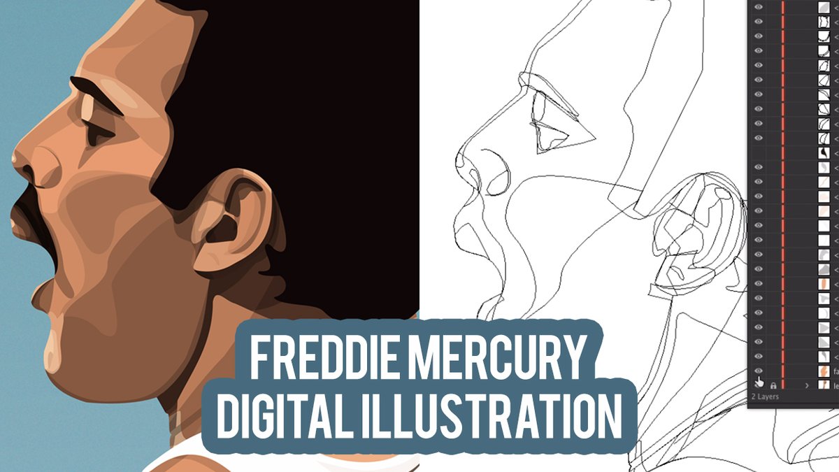 kym_lang's tweet photo. Want to see the process of my #freddiemercury #digitalillustration? Watch it here https://t.co/Vc5d7fXnek https://t.co/znfbUITayO