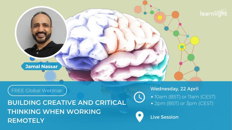 [#webinar gratuit] "Comment développer une pensée créative et critique ☝️ en #teletravail 💻 ?" (en anglais) Mercredi 22 avril à 11h ou 15h ➡️lnkd.in/dX6fUqr