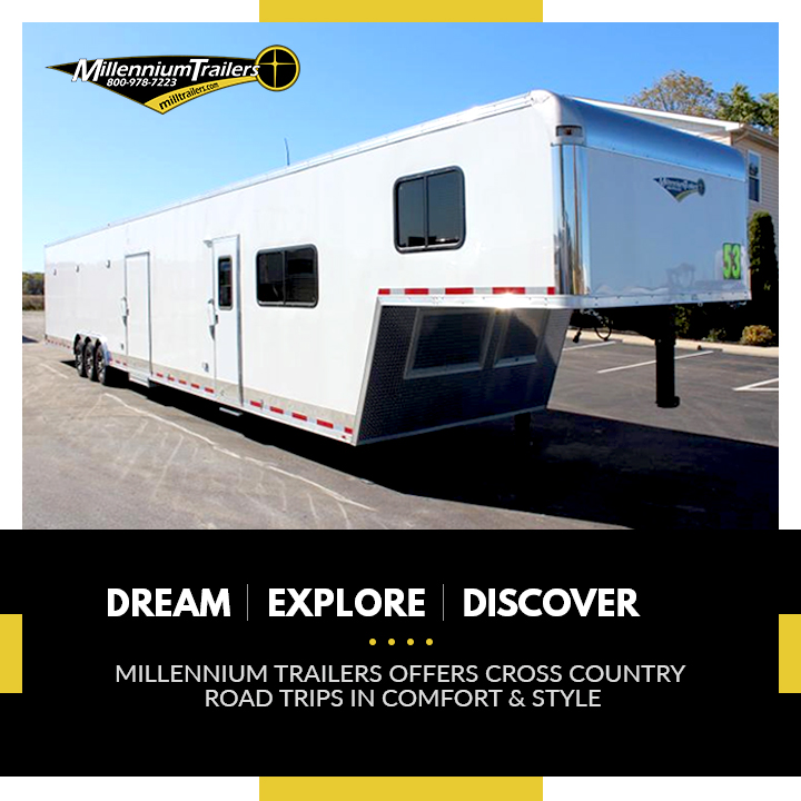 Milltrailer's tweet photo. Cross-country road-trips in comfort and style need not be a dream anymore! Just take a look at the choices we have lined up for you here- https://t.co/80B3WUiw2w #enclosedtrailers #trailerswithlivingquarters #rvtrailers #roadtriptrailers https://t.co/9Gb8wNzLST