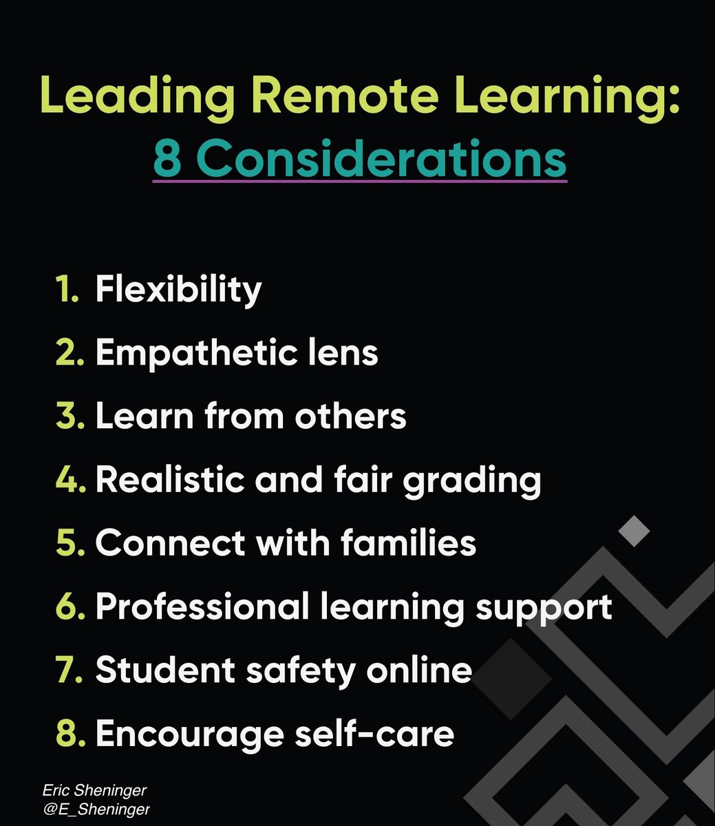 For #remotelearning to succeed leadership is crucial. Here are some ideas to focus on esheninger.blogspot.com/2020/04/leadin… #suptchat #cpchat #education #edchat #distancelearning #virtuallearning