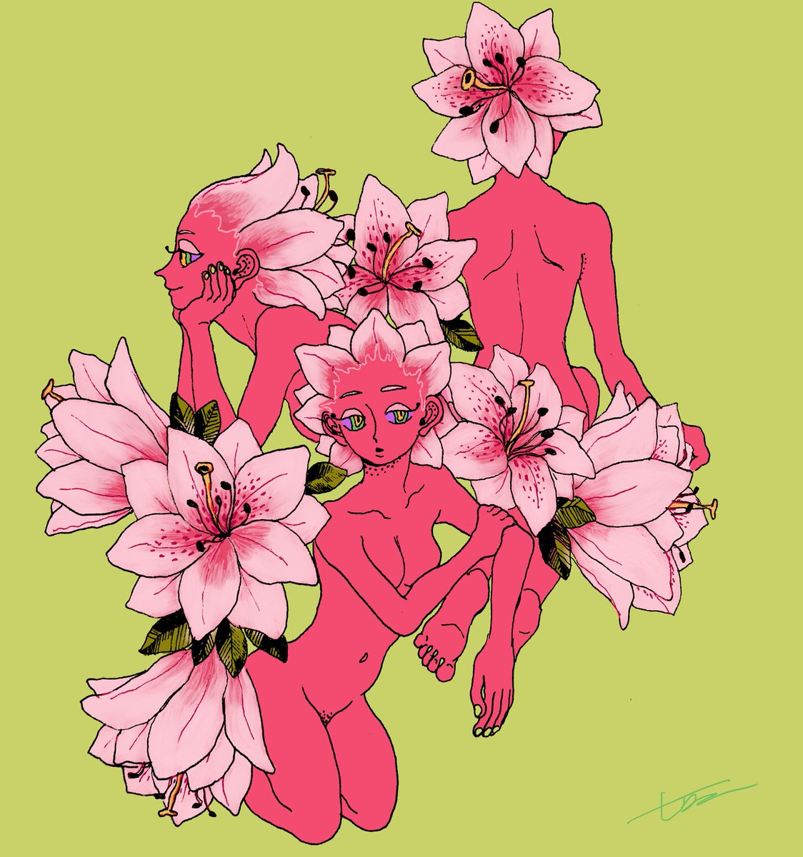 桜もいいけどツツジも好き 七五三のイラスト