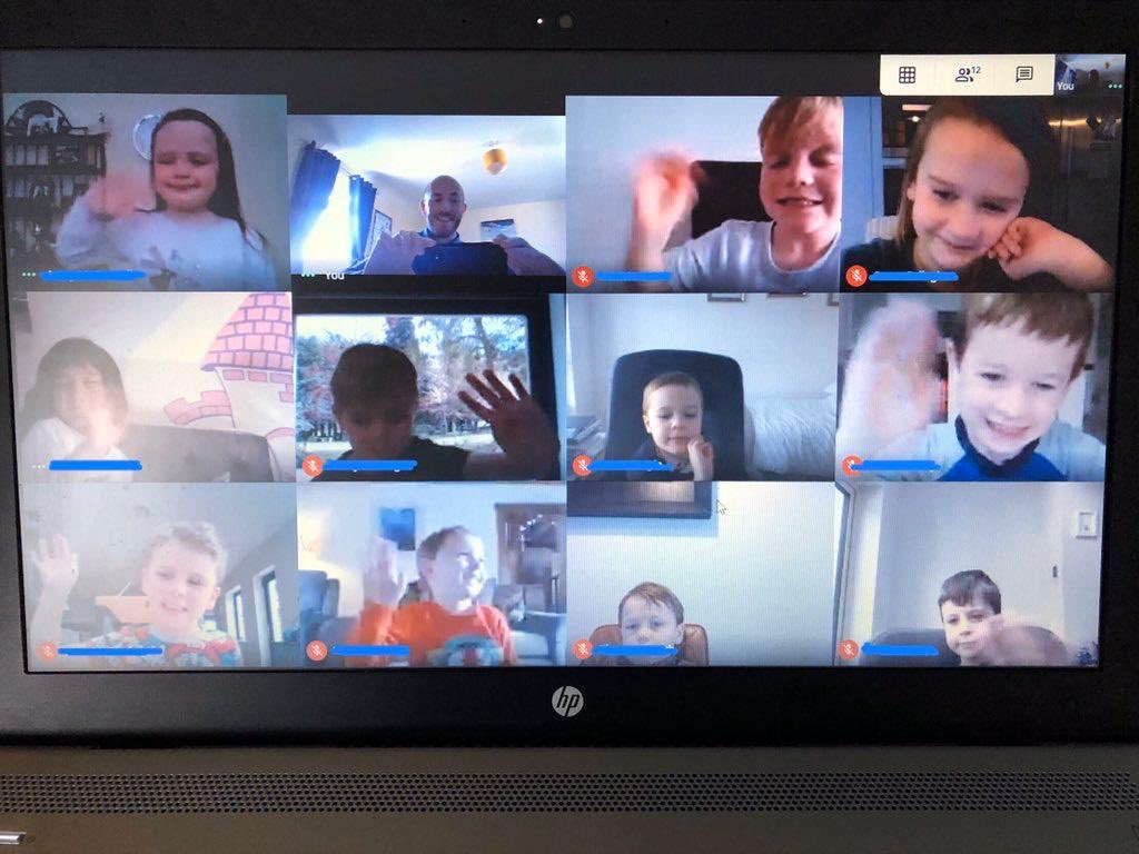 Here we go for the Summer term! Just look at our Junior Infants online with Mr Dwyer this morning!