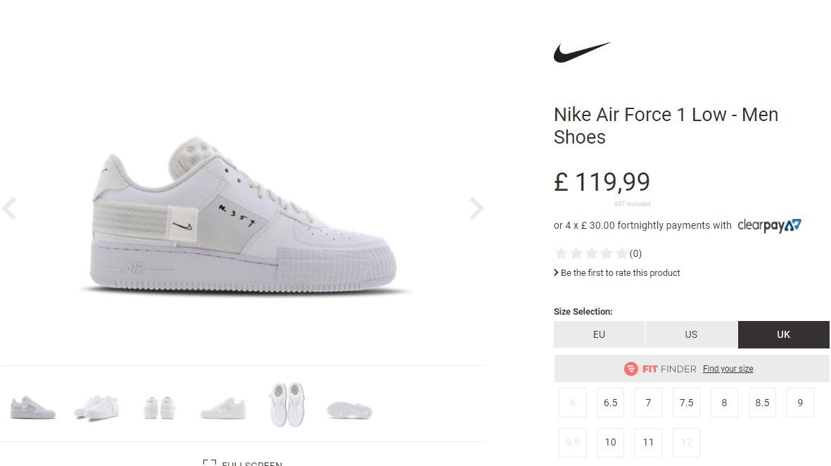 foot locker nike air force 1 type