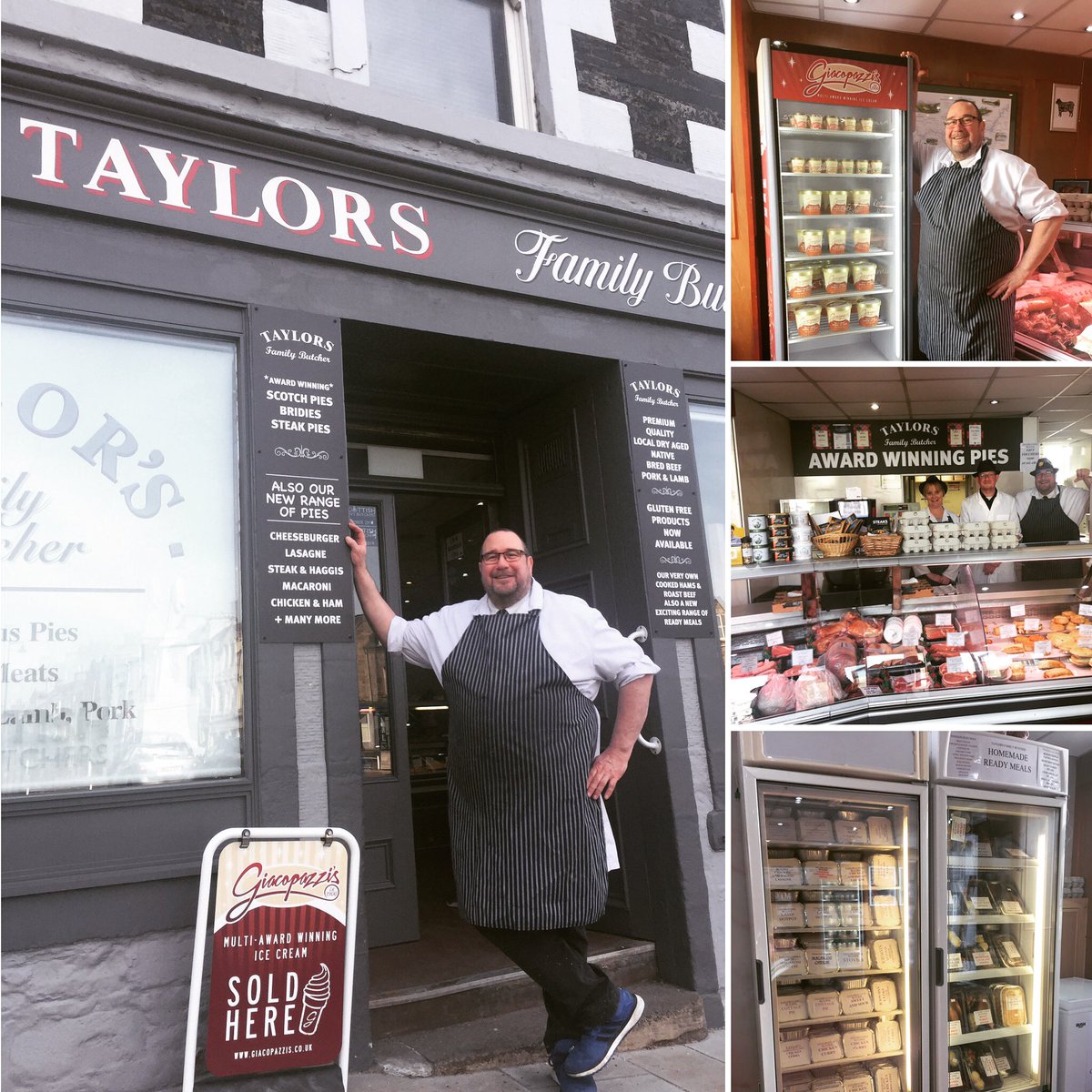 Giacopazzis's tweet photo. Great selection of our tubs available to collect or have delivered from Taylor’s Family Butchers in Selkirk for fans of our ice cream in that area! #dontrunout #icecream #meat #pies #scotcheggs #readymeals #eggs #sausages #supportlocalbusiness #sticktogether https://t.co/y8Yf5G7jD5