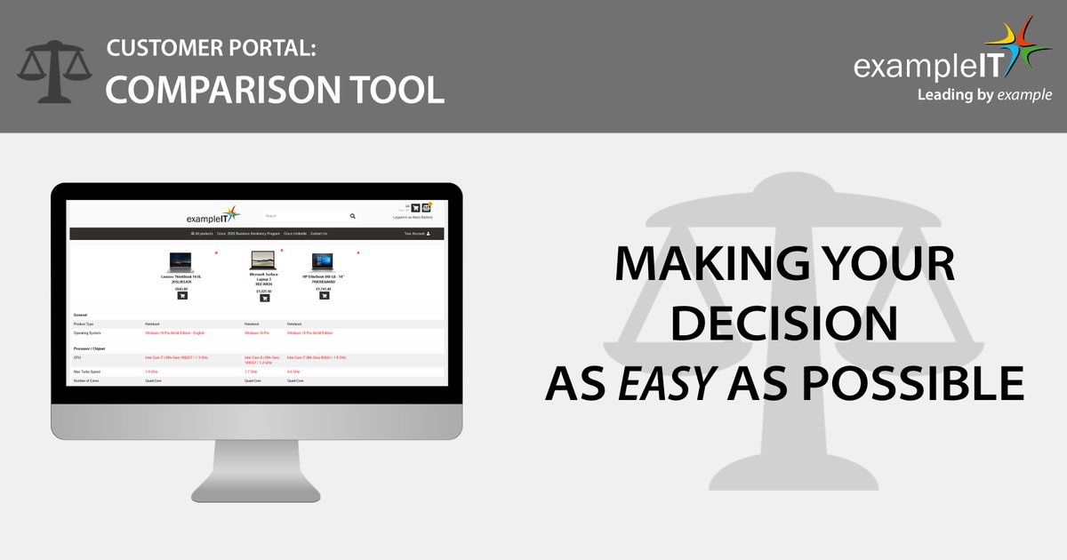 ExampleIT's tweet photo. Compare up to eight items at once and narrow down exactly what you are looking for on our #new #customerportal. Simple and easy to use. Your #onestopshop for all your IT needs just got easier.
https://t.co/QhOhii4GhJ
#itindustry #ecommerce #webstore #itreseller #exampleit https://t.co/rkbc2gi01H