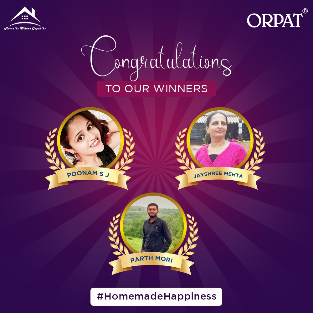 Thank you, everyone, for making #HomemadeHappiness Contest a success. Also, congratulations to all the winners and kindly DM us your personal details for further process.

#Congratulations #Contest #Winners #ThankYou #Participants #JuiceRecipe #HomeAppliances #Orpat #ORPATGroup