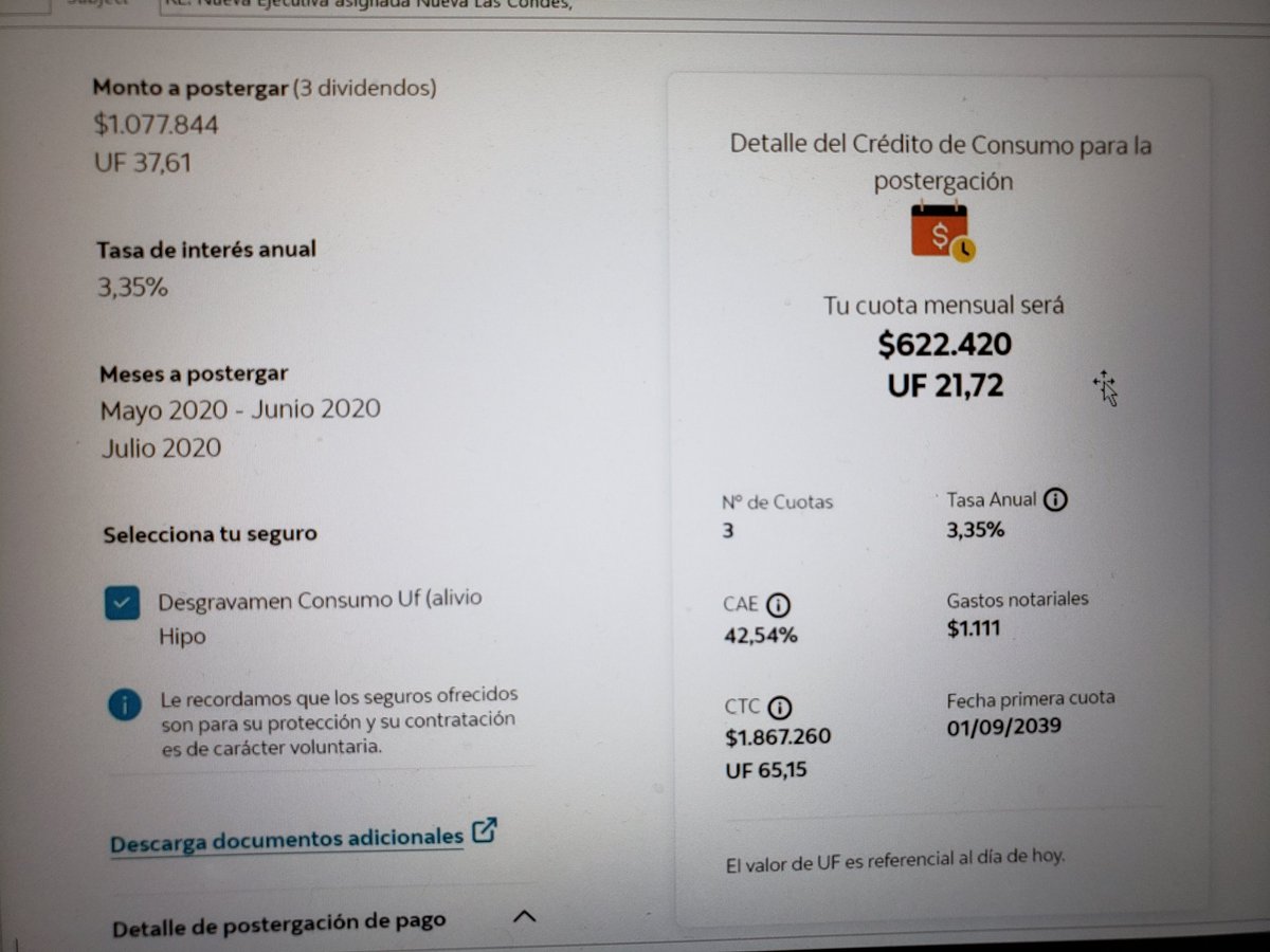 fp_polanco's tweet photo. @Scotiabank_CL, entrega beneficio a los créditos hipotecarios de 3 meses, los cuales se pueden pagar al final del crédito con valores similares a las cuotas que pago hoy... sin embargo me llevo la siguiente sorpresa cuando entro al banco y veo la opción de refinanciar....🤬🤬🤬 https://t.co/AB0D3c4rWK