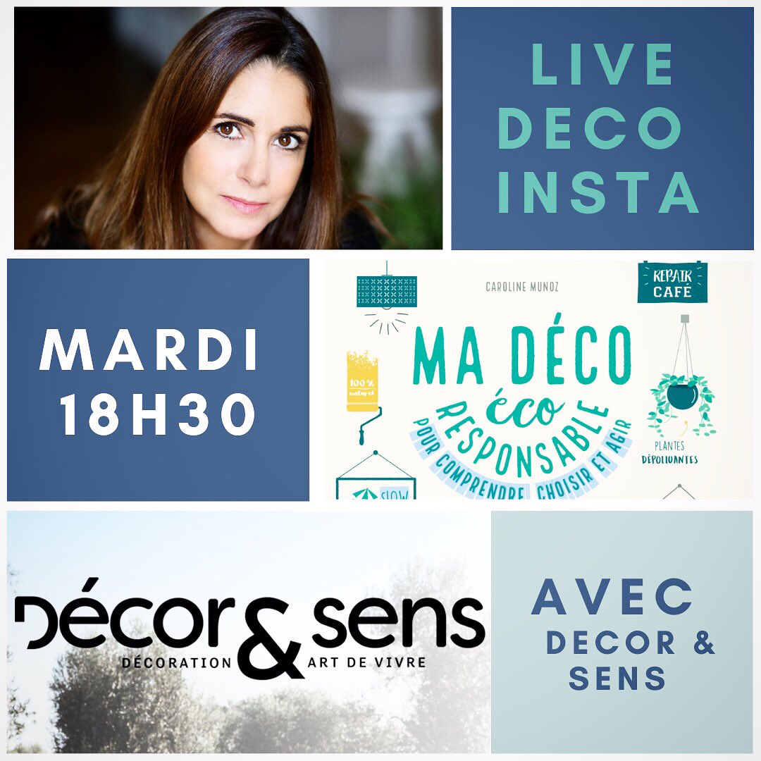 MunozCaroline's tweet photo. RDV demain à 18h30 en live sur le compte insta du magazine Déco Decor&Sens pour parler de la Déco Ecoresponsable ... vous serez là ? #live #livedeco #inspirationdeco #conseildeco #decoaddict #decoresponsable #ecoresponsable #magdeco #decormagazine https://t.co/ksHvhPKbE4