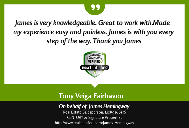 ClientFocusRE's tweet image. Thank you. A good word from my clients is everything. realsatisfied.com/James-Hemingway via @realsatisfied
