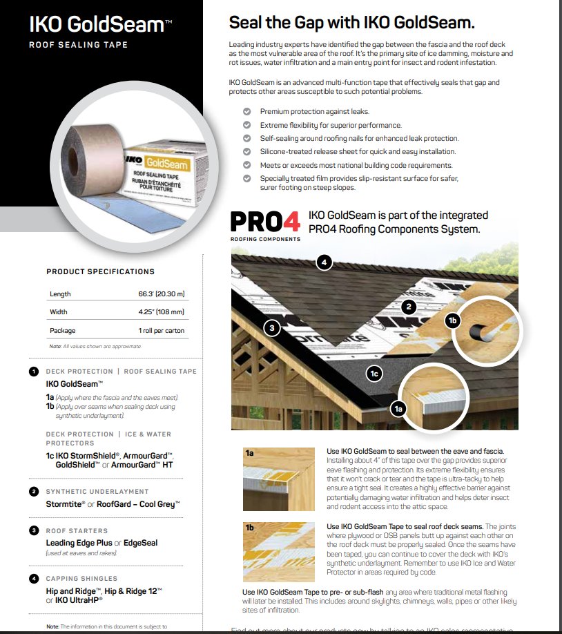 IowaIKORoofing's tweet photo. #IKO #GoldSeam is an advanced multi-function tape that effectively seals that gap and protects other areas susceptible to such potential problems. 
#roofingelevated #roofingelevated #shingles #roofers #roofing #roofingcontractor #roofingcontractors #armourzone #ikoadvantage https://t.co/Y3A6qQRPlF