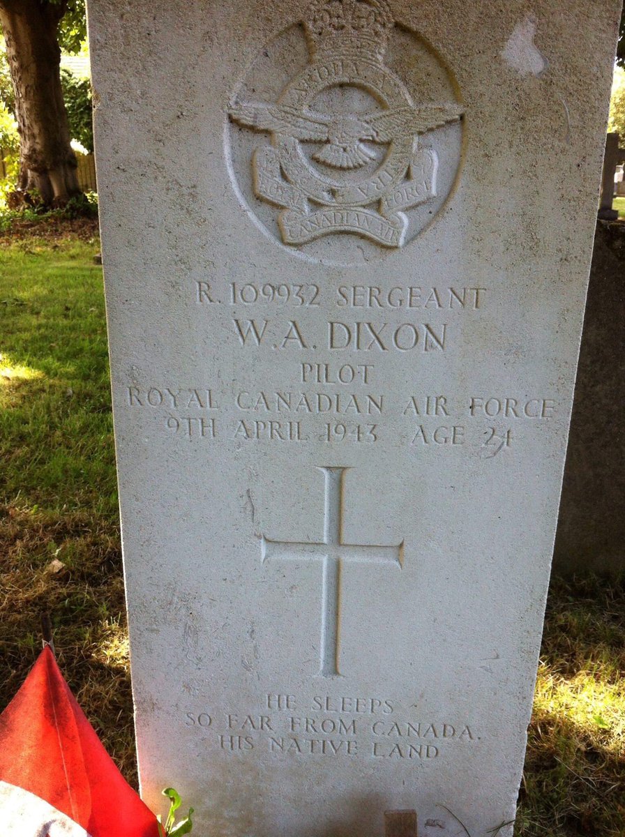 I found this grave in my local churchyard years ago.Walter Alexander Dixon was a RCAF pilot & died when his plane crashed at my local airfield in WW2Every year I place a small wooden cross on his grave. Today, I was sent his photo & told his relatives want to contact me.