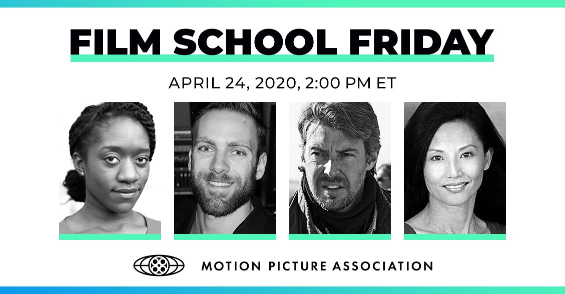 motionpictures's tweet image. On Friday, we're taking you to school! Join us on 4/24 for a chat with:

🎬 Watchmen writer @StacyAmma
🎬 The Letter for the King composer @bc3po
🎬 Fear the Walking Dead cinematographer Andrew Strahorn
🎬 Star Trek: Picard actress @thetamlyntomita

More: filmschoolfriday.com