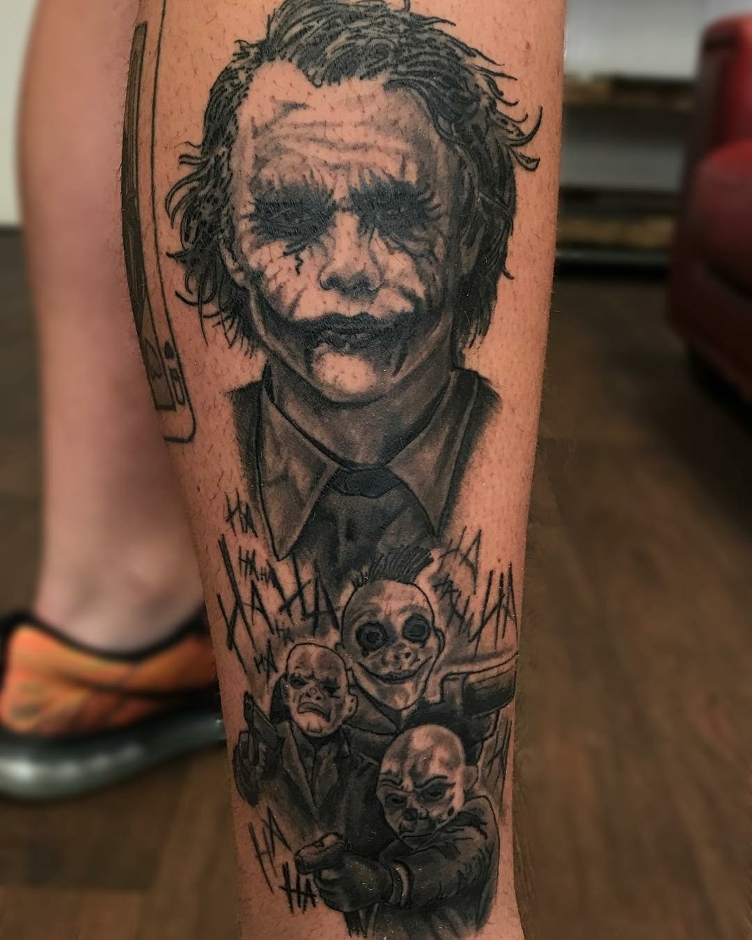 My Heath Ledgers Joker tattoo done by Avihoo  Gida Tattoo in Tel Aviv  Israel  Joker tattoo Joker tattoo design Geek tattoo