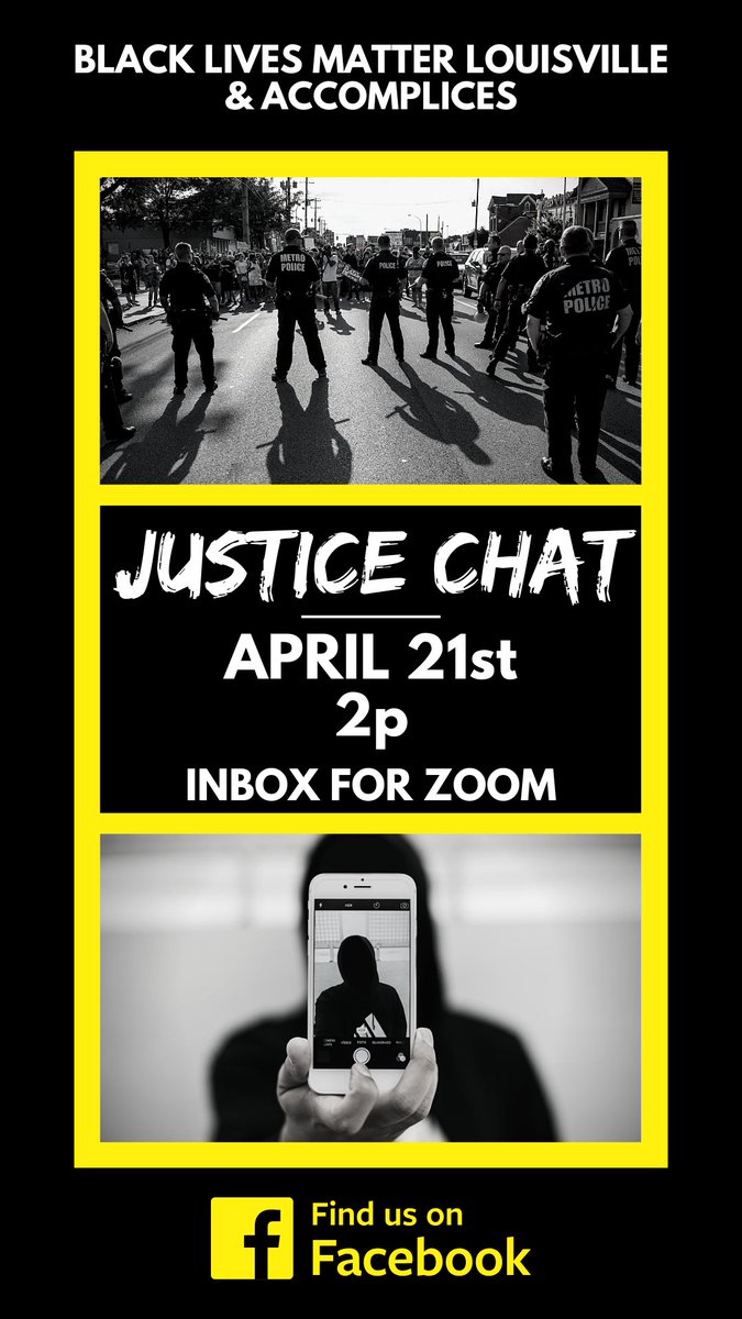 BLMLouisville's tweet photo. Join us for one of the first #JusticeChat We know this time is a bit different from others but we want our folks to have space to discuss and find solutions to the most inquired in Louisville and Kentucky.
Black only space. Inbox for the Zoom info.
#BlackLivesMatter https://t.co/vIJGEpGCGN