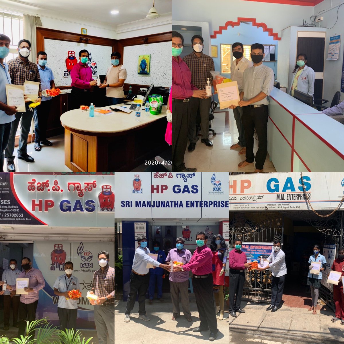 sujanhpcl's tweet photo. Distribution of PPE kit to distributors and delivery boys of Bangalore 2 SA under LPG Bangalore Regional office.⁦@HPCL⁩ ⁦@Rg03Goel⁩ ⁦@PNKANTH⁩ https://t.co/wZYzSAeP1K