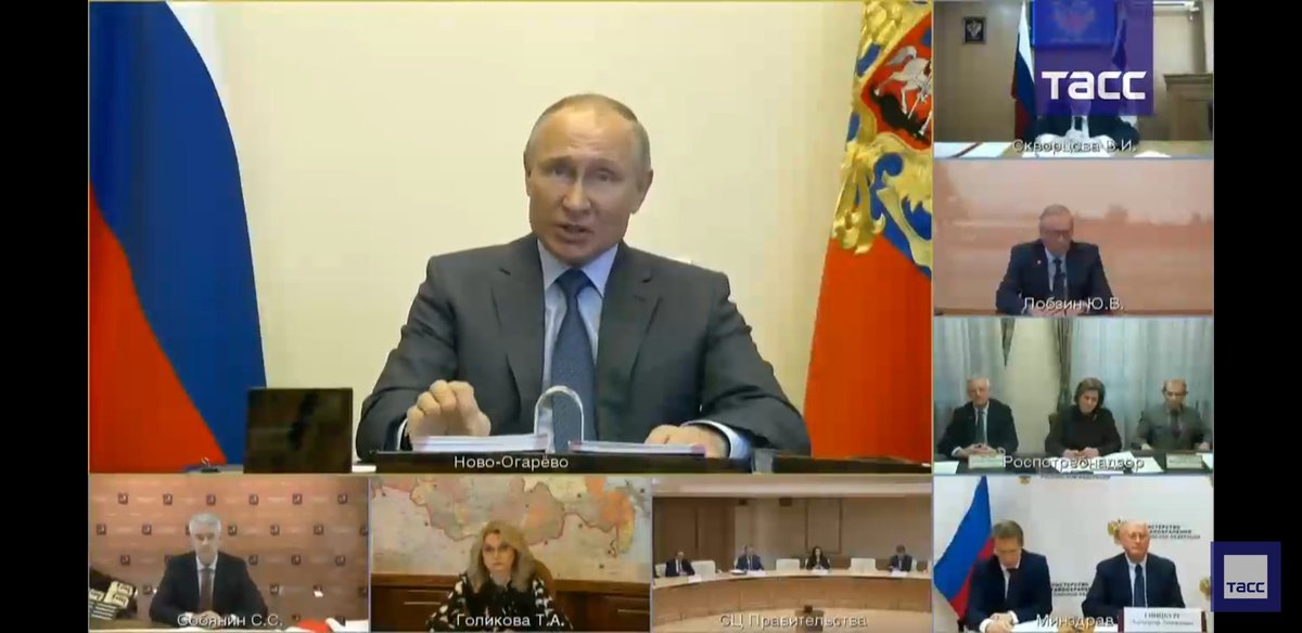 RussianEmbassyC's tweet image. Today Russian President Vladimir Putin held a video conference w/leading epidemiologists on ways &amp;amp; means to combat #COVIDー19 (as he did so previously w/governors &amp;amp; industry reps)

Still, 🇨🇦 media continue fake narrative that 🇷🇺 leaders are #SelfDistancing from seeking solutions