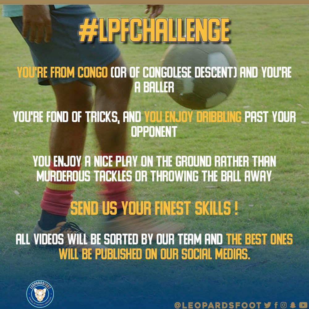 leopardsfoot's tweet photo. 🐆 Our country is a land of football. And we’re gonna prove it !
Participate in the #LPFChallenge and see your skills published on our social medias.
⭐️#leopardsfoot ⭐️ #Skills #Congo #Voiceofcongo #leopard #congokinshasa #LPFChallenge https://t.co/hQVZJCu6Ia