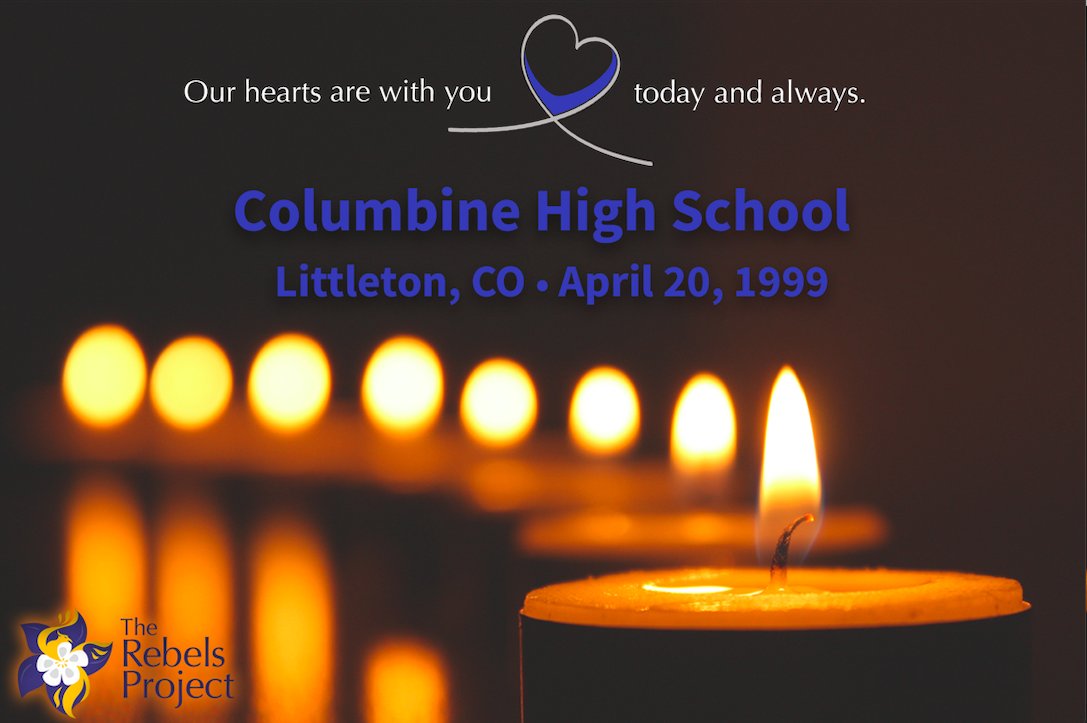 We honor the memory of those lost and send love to all who were impacted by the shooting at Columbine High School 21 years ago today. #ColumbineHighSchool #ColumbineRebels #ColumbineHS #neverforget #therebelsproject #survivorsupport #massshootings
