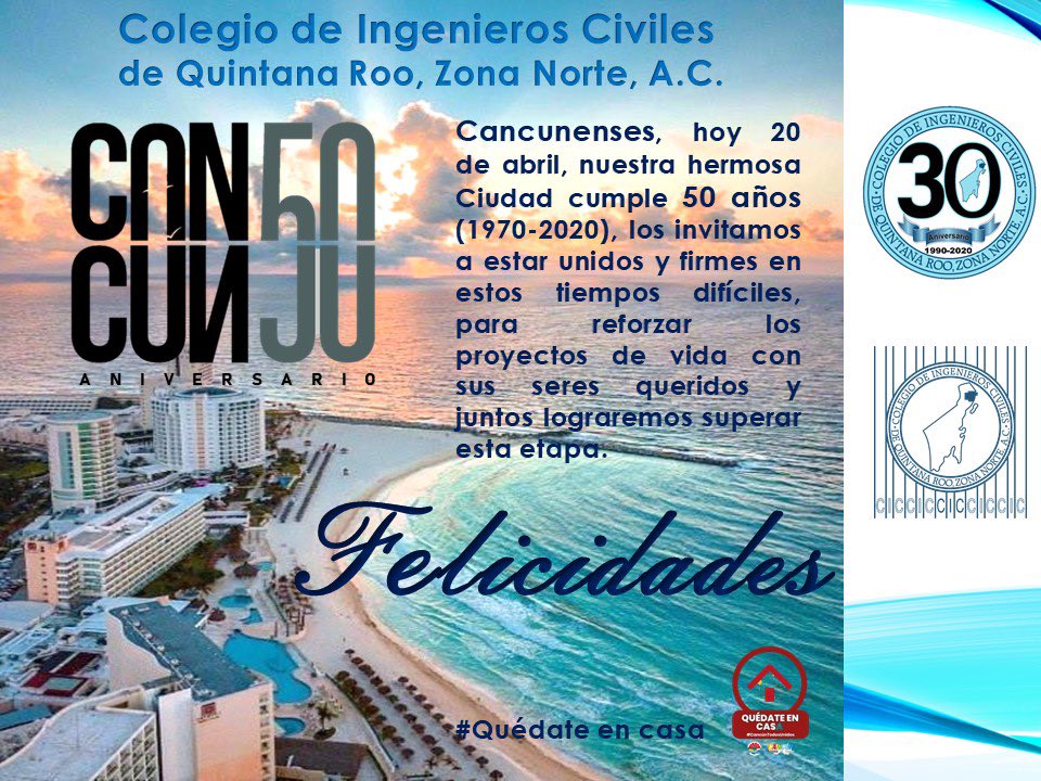 CICcancun's tweet photo. ¡Hoy celebramos 50 años de nuestra hermosa cuidad! 💙 
Los invitamos a estar unidos y firmes en estos tiempos difíciles para superar esta etapa.
¡Felicidades #Cancún!

#CICQROO #50Aniversario https://t.co/PG6m9XVAih