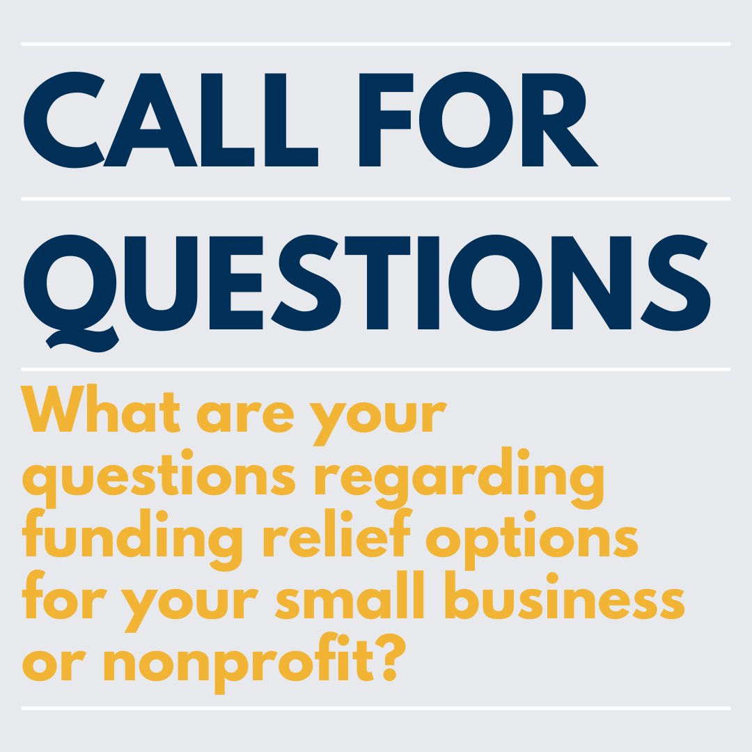 CCYP's tweet image. CALL FOR QUESTIONS: What are your questions regarding funding relief options for your small business or nonprofit? Email us at info@capecodyoungprofessionals.org and join us during tomorrow's Virtual Connect + Chat @ 10 AM at zoom.us/j/96333623603 &amp;gt;&amp;gt;