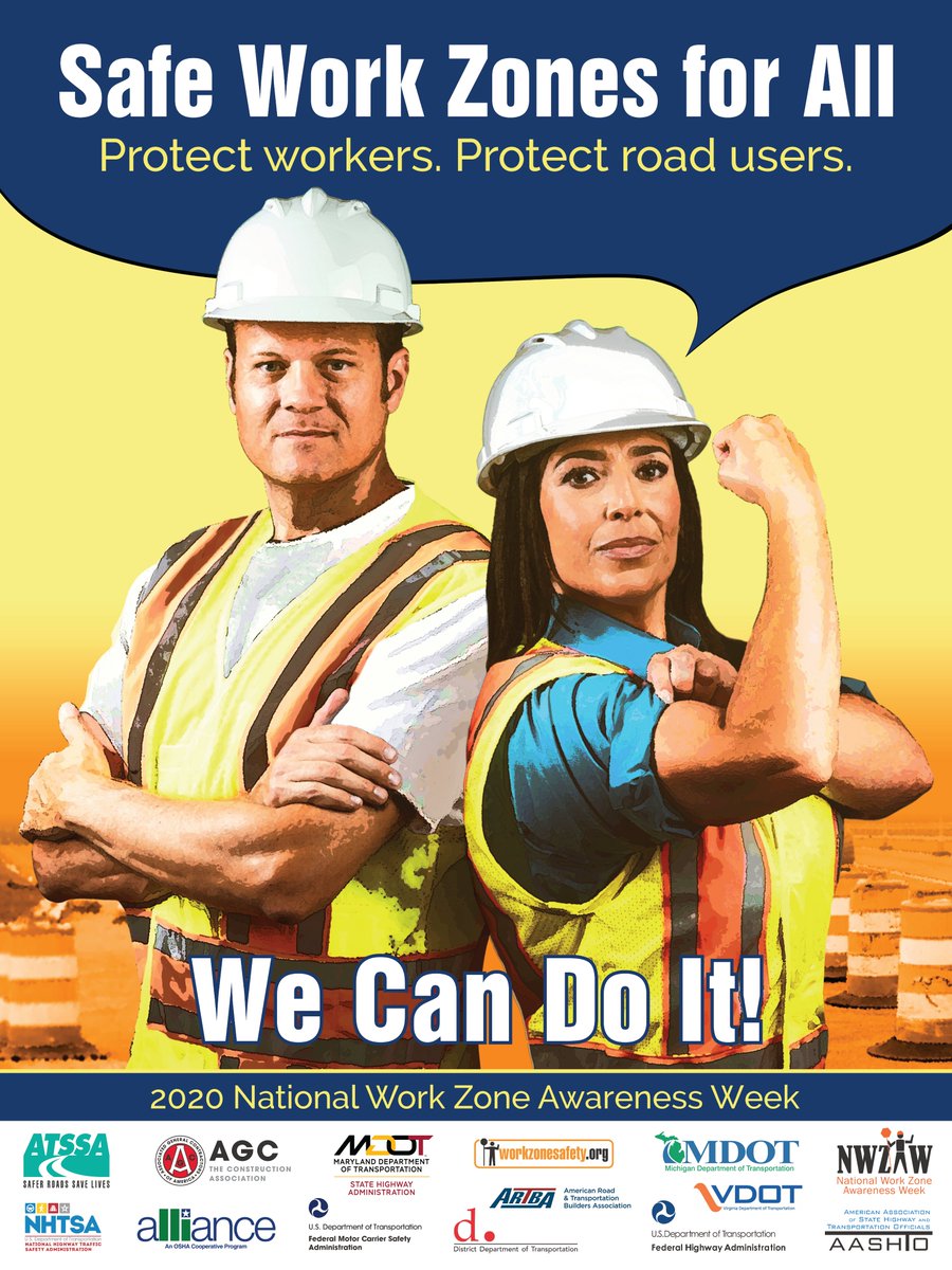 TrafficControl1's tweet image. Today kicks off National Work Zone Awareness Week. The 2020 theme is Safe Work Zones for All. You can show your support by putting safety first and slowing down in work zones. #nwzaw #safetyfirst #bupd #wecandoit #slowdown