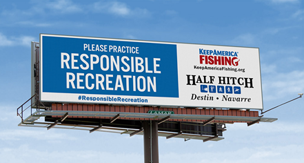 ASAFishing's tweet photo. ASA Member Half Hitch Tackle is going above and beyond to bring #ResponsibleRecreation to the Florida public, displaying the campaign on rotating billboards in Panama City and Destin.
You too can promote the crowdsourced hashtag. Get your assets here 👉https://t.co/339seWNlY8 https://t.co/QM39A6HSyh