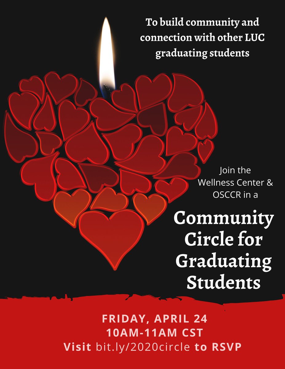 Class of 2020 - join the Wellness Center and OSCCR for a community circle this Friday! Register via the link.