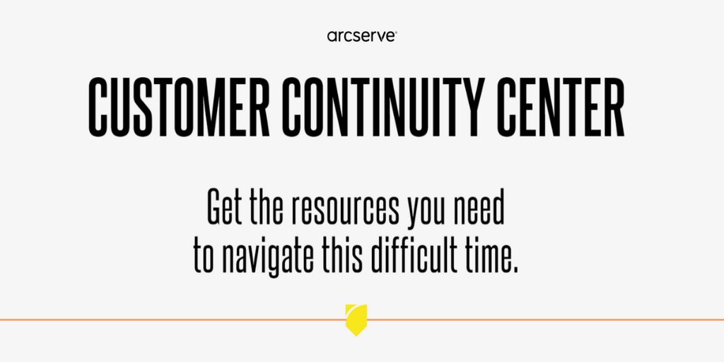 Arcserve's tweet image. Has your organization been impacted by the COVID-19 pandemic? Visit our Continuity Center, where you can sign up for 5TB of storage for free for 120 days with Arcserve Cloud Direct, no strings attached. Read more here ow.ly/aV6350zj0y3