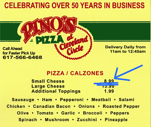 Fossil_Free's tweet photo. Great decision for @BostonCollege not to divest!

Oil drops over 50% today.

A small cheese pizza at Pino's🍕 now costs more than 55 gallons of oil.🛢️ https://t.co/rLDLtkRa4L