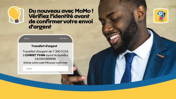 mtncgceo's tweet photo. Désormais tout change avec #MTNMOMO. Vos transferts sont encore plus sécurisés grâce à la confirmation d'identité du receveur.
#PONAYO nous continuons à nous améliorer pour rester #bienensemble.
#RestezChezVous https://t.co/dE7MdneE7z