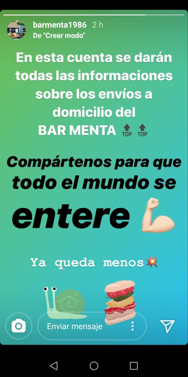 El bar Menta se está preparando para abrir sus puertas a domicilio.
Para estar más informado sigue su cuenta en Instagram.
#QuedateEnCasa #MentaEnCasa