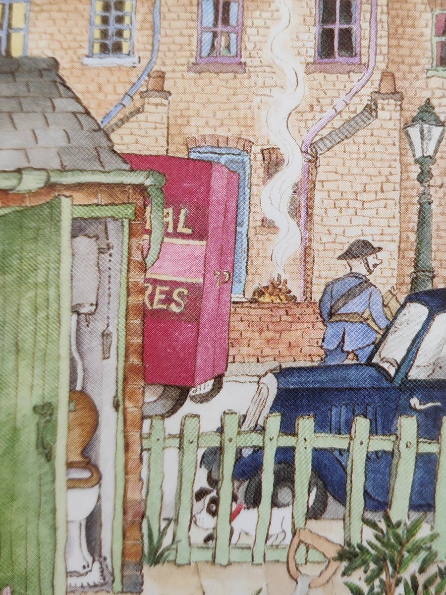 Out in the street a tiny Air Raid Precautions Warden strolls past in his blue uniform and tin hat. 5/12