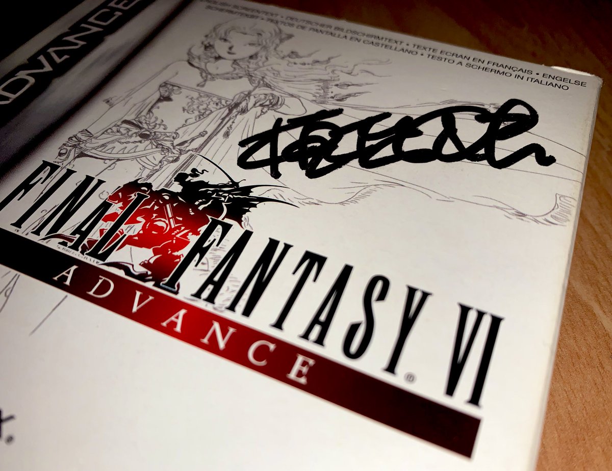 Final Fantasy VI Advance (GBA, 2007) La version la plus rare de FFVI, et encore plus rare car dédicacée par son compositeur mythique : monsieur Nobuo Uematsu  (il n’a pas dû signer beaucoup de FFVI GBA PAL !).Un immense merci à  @mistermv pour avoir permis cette rencontre.