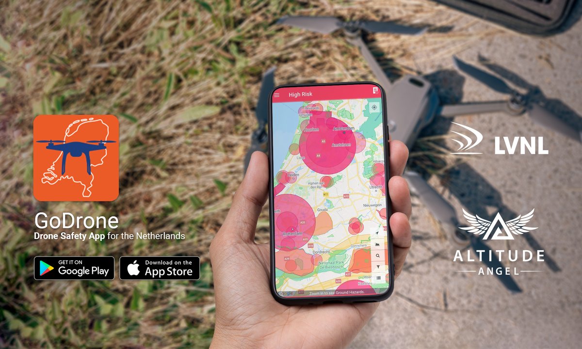 altitudeangel's tweet photo. Last month @lchtvrkrsldr launched #GoDrone – the official #drone #safety #app for the #Netherlands. We're proud to have developed the app as part of our #GuardianUTM O/S solution for this forward-thinking and innovative #ANSP. #AirTrafficService #ATC #LVNL https://t.co/LTHZkaxgyW https://t.co/yZRehrUdbM