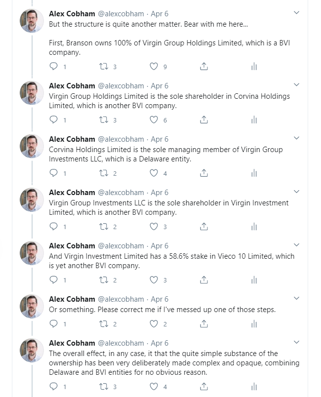 5. Presumably this has a perfectly reasonable explanation, grounded in a desire to pay the right amount of tax at the right time in each jurisdiction of operation. If you published the accounts of each entity, plus country by country reporting, we could all be confident of it.