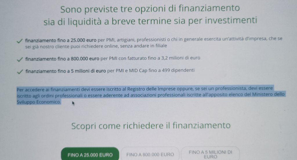 gennyperron's tweet photo. Stavo curiosando su siti per prestiti #coronavirus #Decretoliquidita arrivo su @intesasanpaolo e... Fatemi capire, per i #professionisti vale solo se iscritti a un #ordineprofessionale o ad associazioni professionali iscritte elenco @MISE_GOV? 🙄 https://t.co/t1GO37O1rK