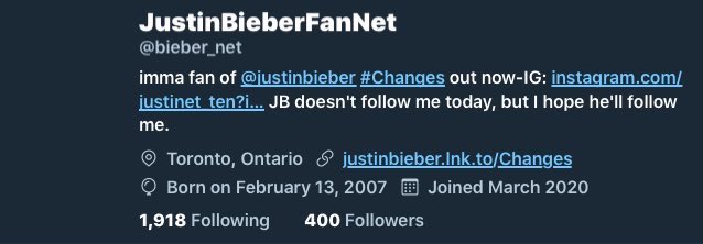 bieber_net's tweet photo. Thanks you belieber fans for 400 followers.
#justinbieber @justinbieber@scooterbruan #jb #scooterbruan #haileybieber #400followers #beliebers #iamabelieber #changes #changesoutnow #mybeliebers #ChangesLiveConcert #intention #yummy #thatswhatloveis #JustinBieberAppreciationDay https://t.co/DXO9qTLaHU