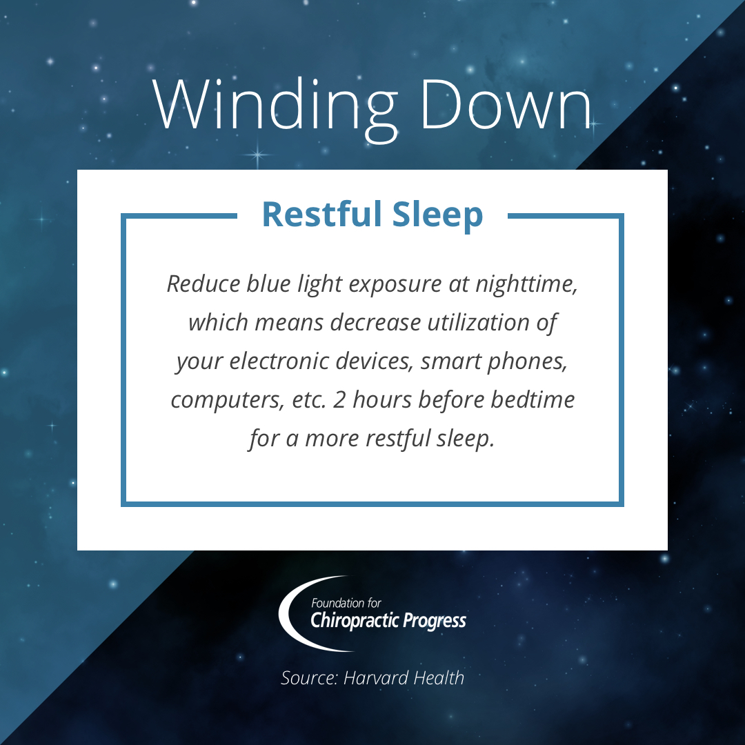 F4CP's tweet image. For a more restful sleep, reduce light exposure two hours before bedtime. Your doctor of chiropractic can provide tips on proper sleep positions to promote a better night's rest.
#ThinkChiropractic