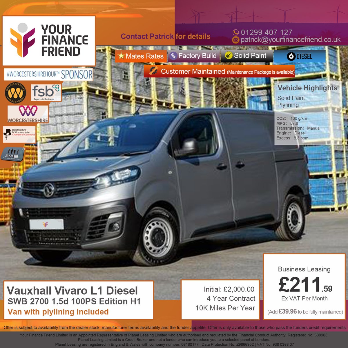 yrfinancefriend's tweet photo. #Vauxhall #Vivaro L1H1 D SWB 2700 1.5d 100PS Ed
£211.59 month +vat
𝐈𝐧𝐢𝐭𝐢𝐚𝐥 £2,000
4 Yrs
BCH Lease
10K mpa
#motorukhour #centralukhour #yffvan #vans #van #vansofinstagram #leasinguk #contracthire #vauxhallvivaro #vauxhallfanphoto #myvauxhall
https://t.co/vz8MlEeplj https://t.co/5D27O8MUoB
