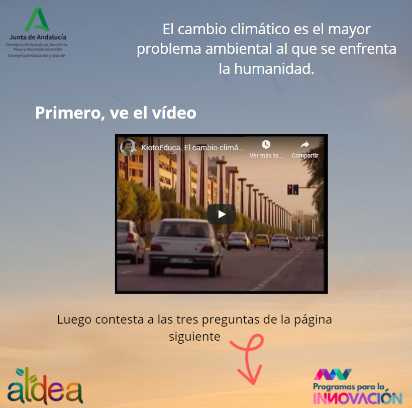 programaaldea's tweet photo. Te proponemos ver un vídeo cortito sobre el cambio climático🌎🌏
Pincha👉https://t.co/RkCeYQJics
Te #retamos👇 
¿Serías capaz de contestar a 3 preguntas sobre él?
#causas y #consecuencias
Hacemos➕❌Coincidir
#ProInnovaAldea
#ProgramasInnovacionEnCasa 
#EducaAnd 
#Terral https://t.co/3hYGK7mByC