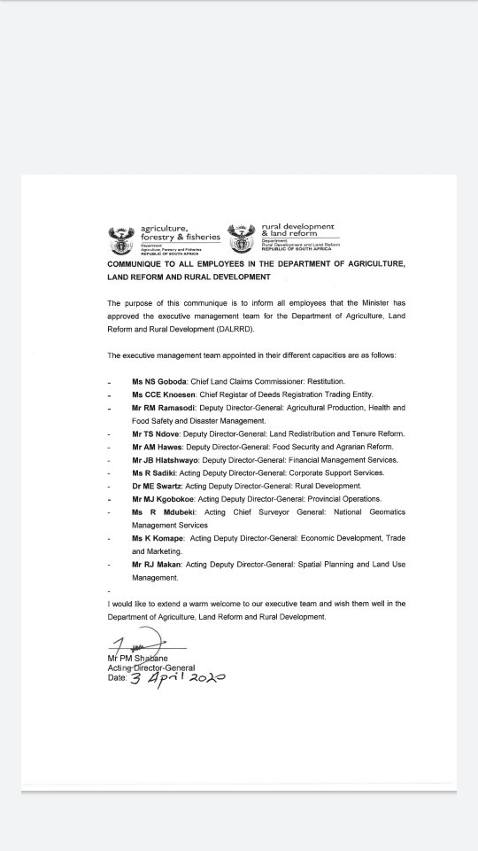 Here are two letters from two Acting Director Generals in one department  @DAFF_ZA how dp we cust tge cpsts we government employs two people in one position? What the hell is happening?