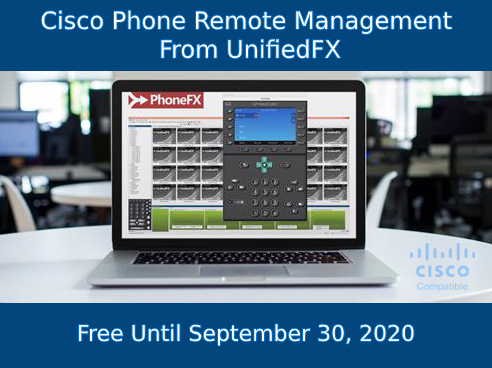 UnifiedFX's tweet photo. As a result of COVID-19, #UnifiedFX is offering a #PhoneFX subscription to September 30, 2020 completely FREE.
PhoneFX allows Remote Support, Help Desk and Training scenarios for Cisco VoIP phones
Download for FREE now: https://t.co/JoF2POMpBr
#Cisco #RemoteControlForCiscoPhones https://t.co/DHYfiA3arp