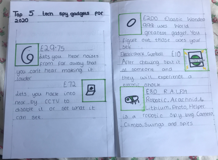 DenbighHighSch's tweet image. Sharing some brilliant work from Year 7 - this is some of Christabelle's excellent spy project in English.  Well done! #LockdownWork #IndependentLearning #BelieveExceed
