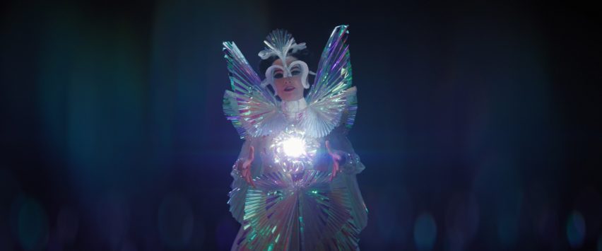 NOTE:Björk's dress was designed by Gucci and required over 800 hours to craft it.