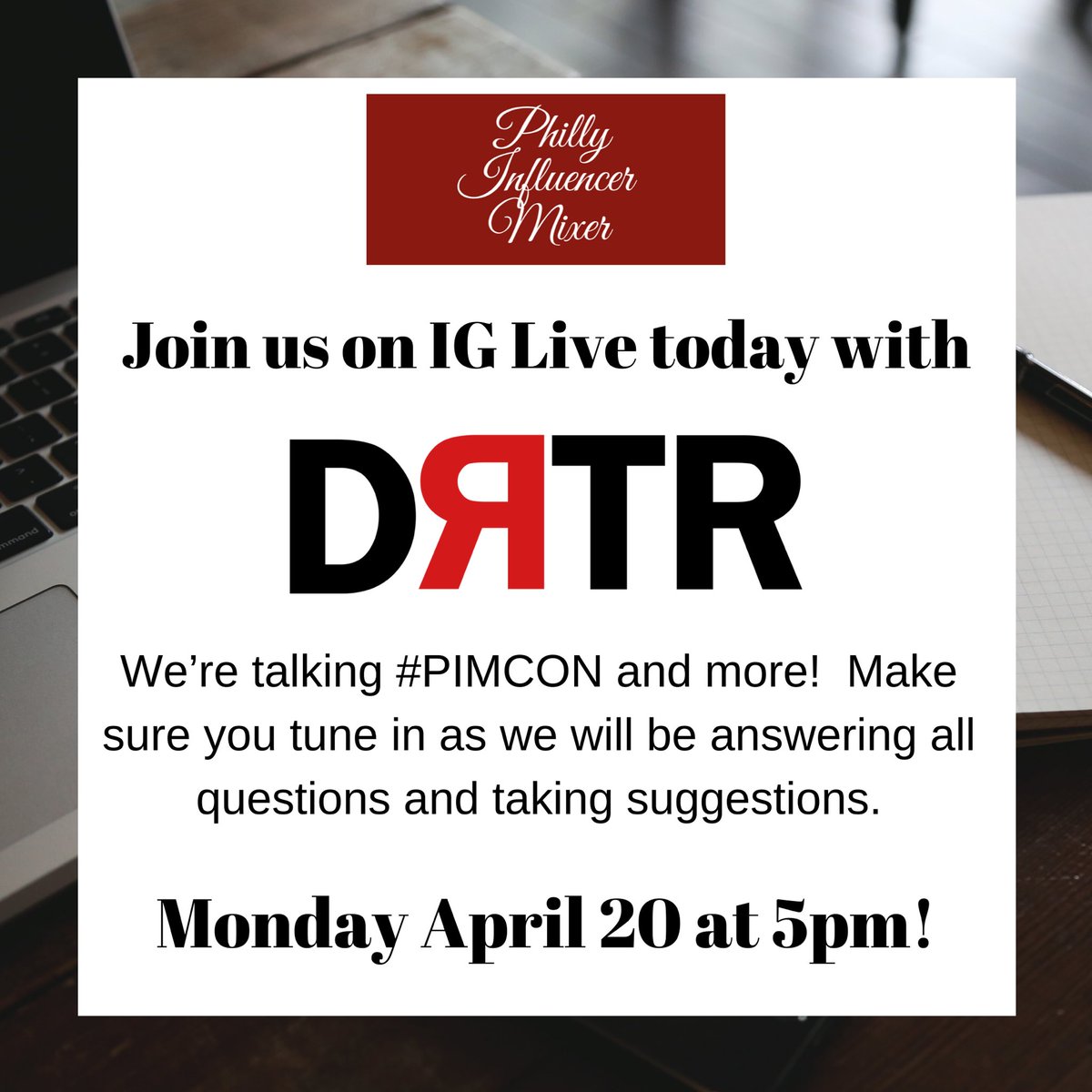 phlmixer's tweet photo. Join on IG Live today at 5pm! #PIMCON #PIM #phillyinfluencermixer #philly https://t.co/ns2liI3t0t