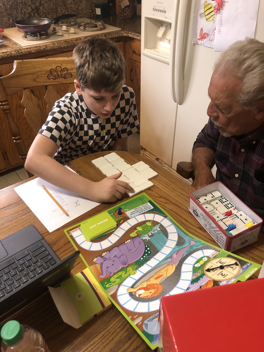 Remote learning includes everyone! Working on word problems by playing a math game with his grandfather. <a href="/WindsorWildcats/">WindsorWildcats</a> <a href="/ahsd25/">ArlingtonHeightsSD25</a>