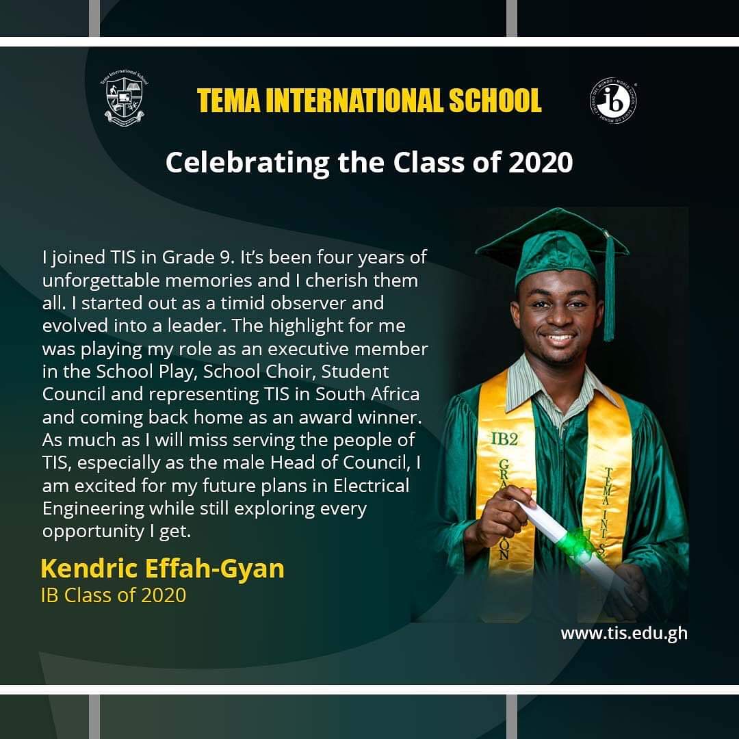 suramaking's tweet photo. Kendric, you would be always remembered for your numerous contributions to TIS family through the various roles you occupied.
We will miss you.
#IBtogether #WeareIB #IBGeneration #Classof2020 @IBAlumniNetwork
#tisexperience @TisAlumni @iborganization @IB_DP @TIS_Ghana https://t.co/M63r6eiX1X